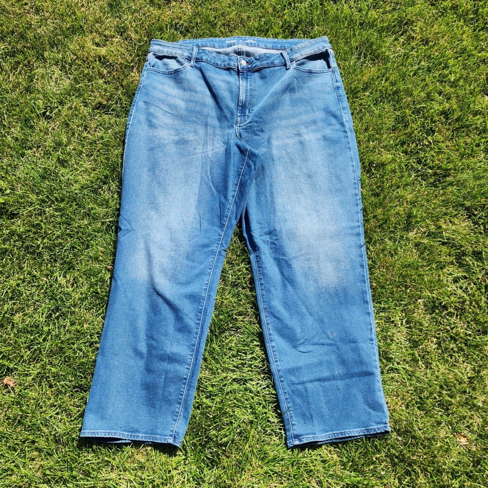 Old Navy Wow Loose Jeans Womens 22 High Rise Cotton Blend Medium Wash Wide Leg
